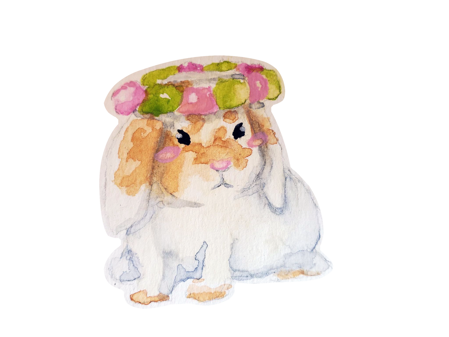 Flower Crown Watercolour Bunny Sticker