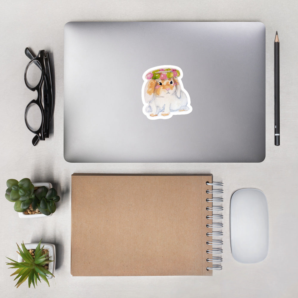 Flower Crown Watercolour Bunny Sticker