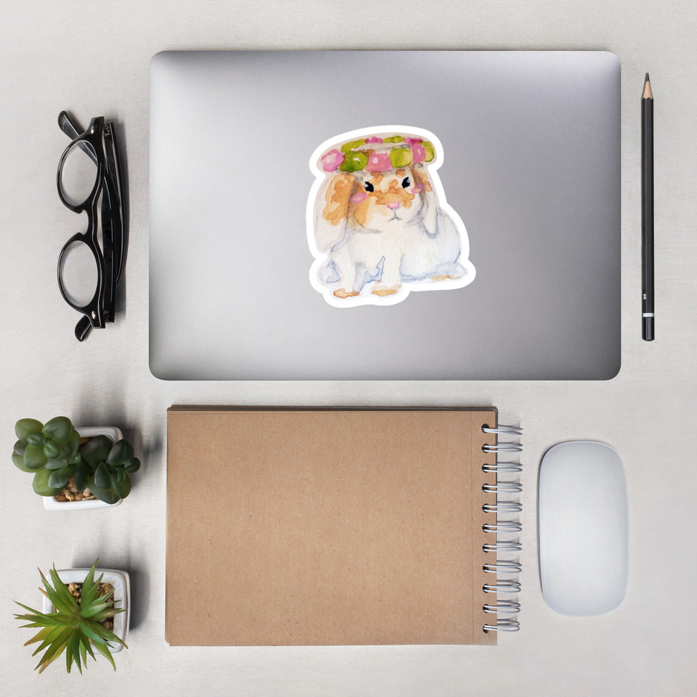 Flower Crown Watercolour Bunny Sticker