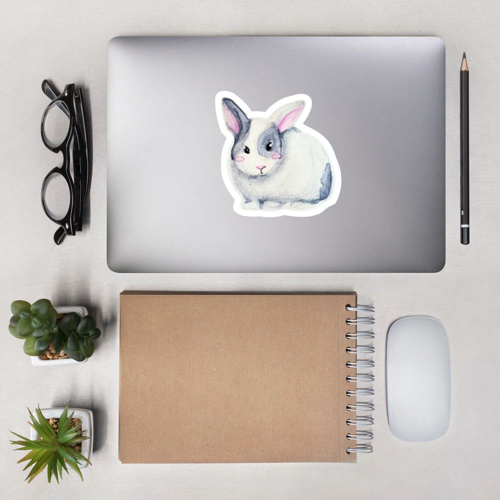 White and Grey Watercolour Bunny Sticker