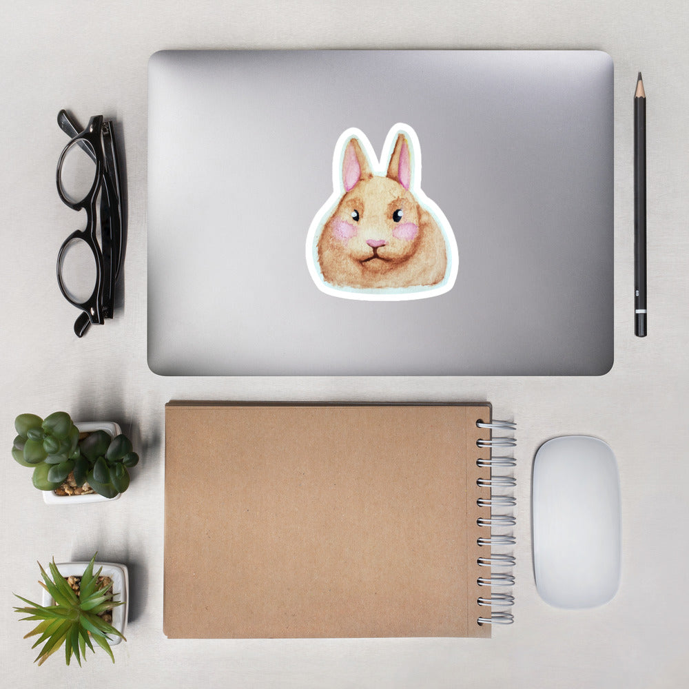Brown Watercolour Bunny Sticker