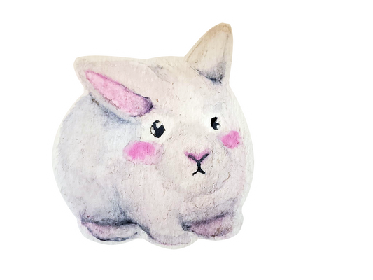 White Puffball Watercolour Bunny Sticker