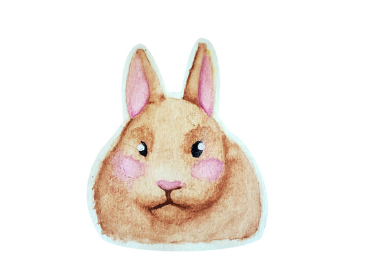 Brown Watercolour Bunny Sticker