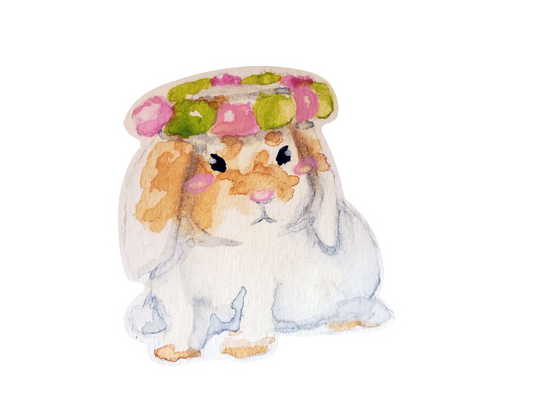 Flower Crown Watercolour Bunny Sticker