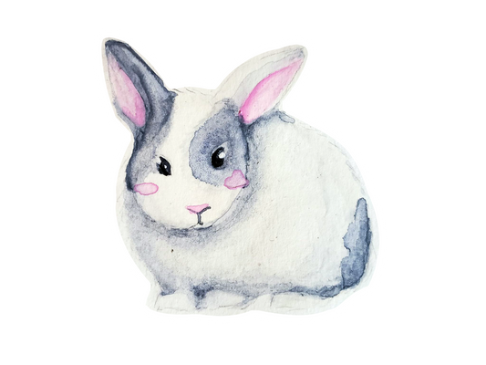 White and Grey Watercolour Bunny Sticker
