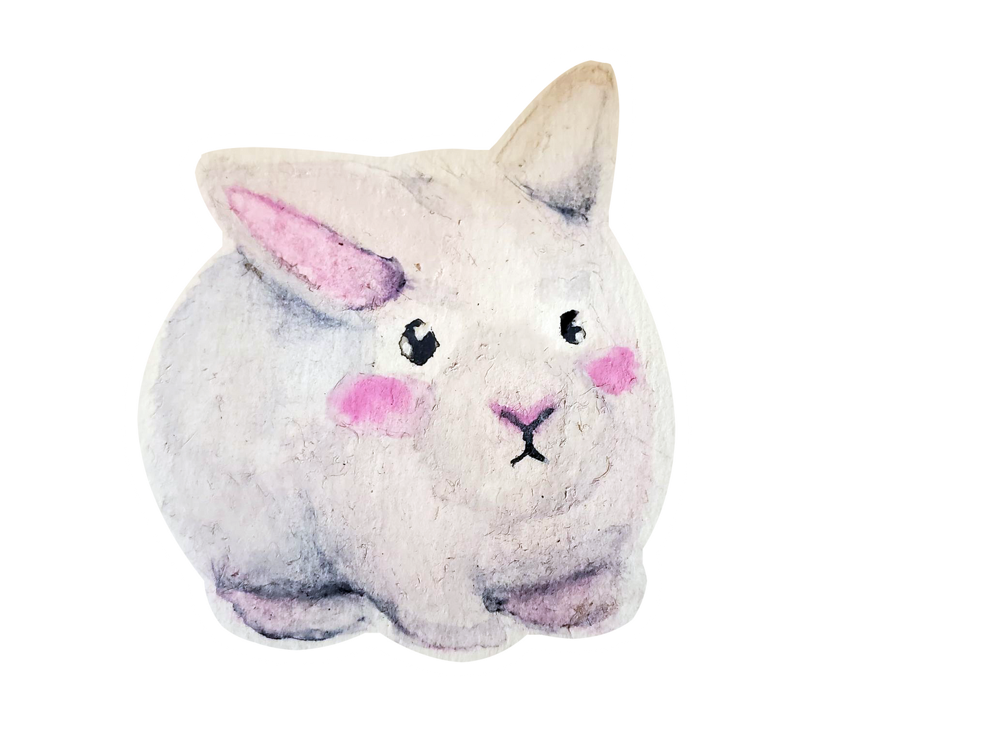 White Puffball Watercolour Bunny Sticker